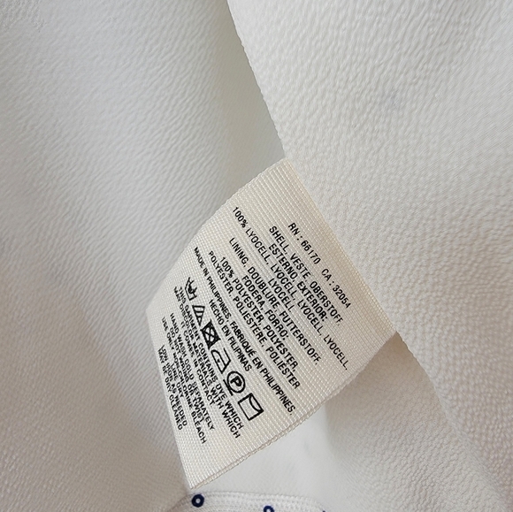 Anthropologie Cartonnier Polka Dot Blazer Size Small White Blue Bolero Jacket - Picture 15 of 16